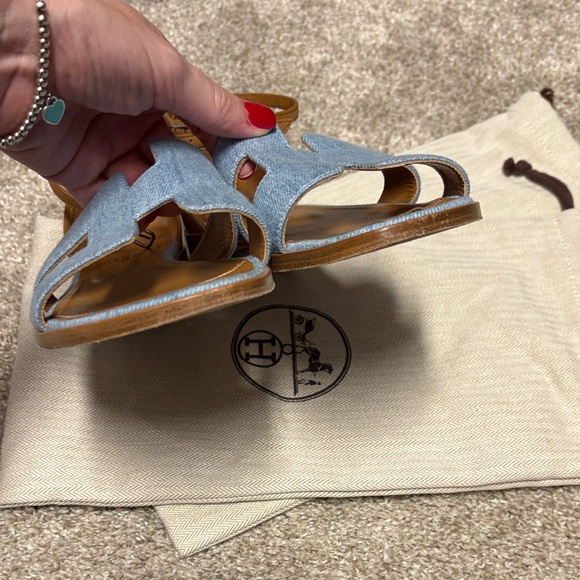 Hermes Denim Santorini Sandals - Picture 6 of 9